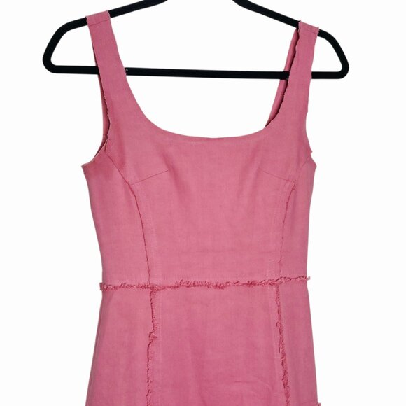 Alexis Demina Rose Pink Rosette Midi Dress Size XXS Raw Edge Floral Sleeveless - Picture 6 of 15